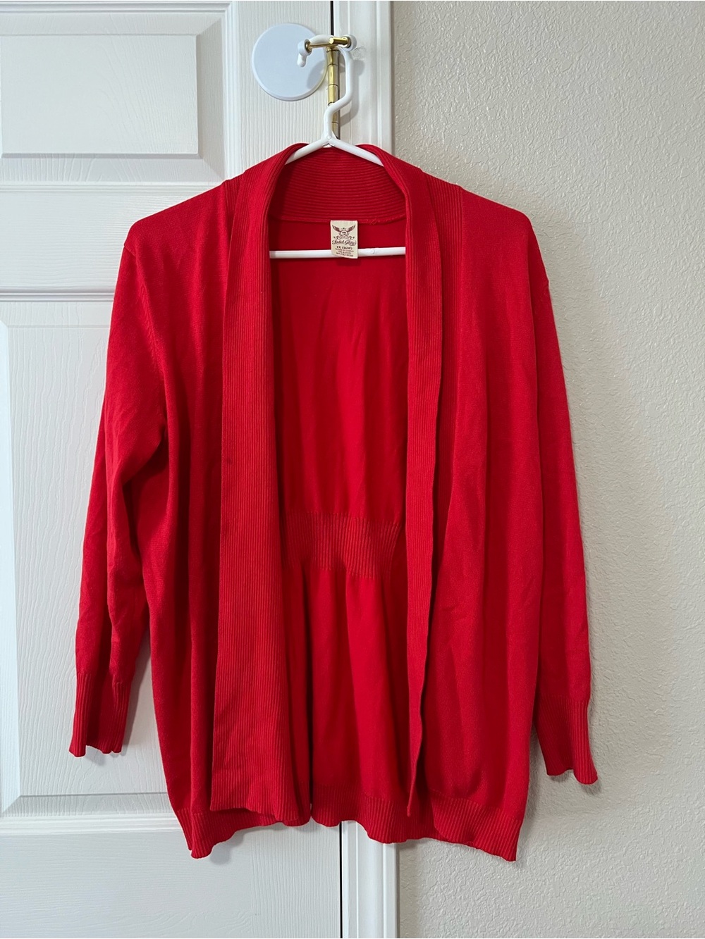 Faded Glory Red Open Front Long Cardigan Sweater Size 1X (16W)